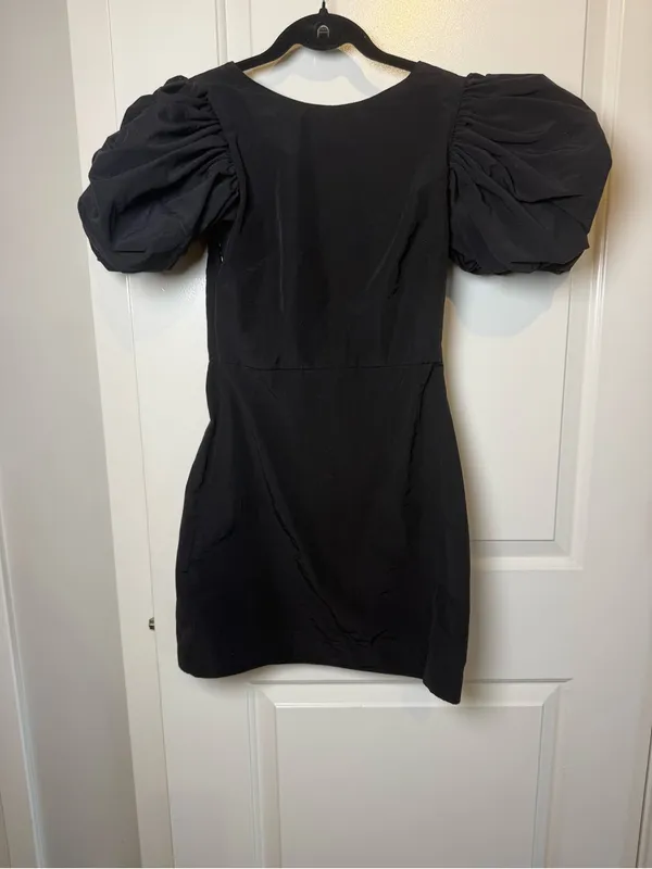 Topshop Black Puff-Sleeve Mini Dress - Image 2