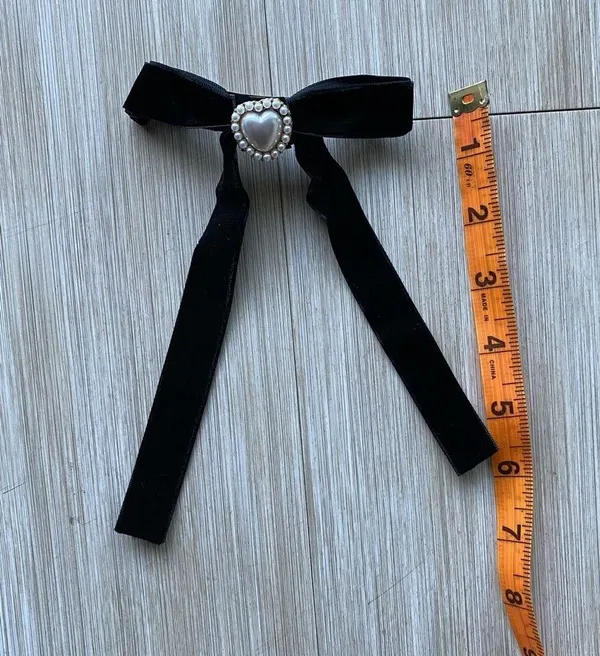 Black Heart bow coquette hair clip - Image 3