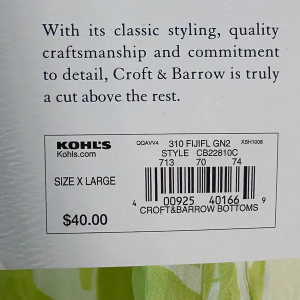 Croft & Barrow‎ Womens XL Lime Green White Tropical Leaf Midi Skirt NWT - Image 3
