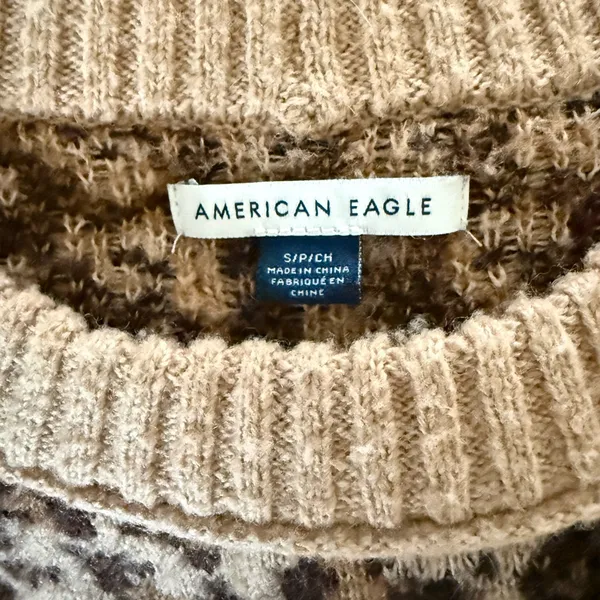 American Eagle Leopard Print Cozy Knit Pullover Sweater Size Small - Image 5