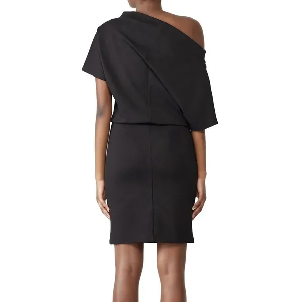 Amanda Uprichard Angie Dress Black Sz S Off Shoulder Blouson Draped Chic LBD - Image 2
