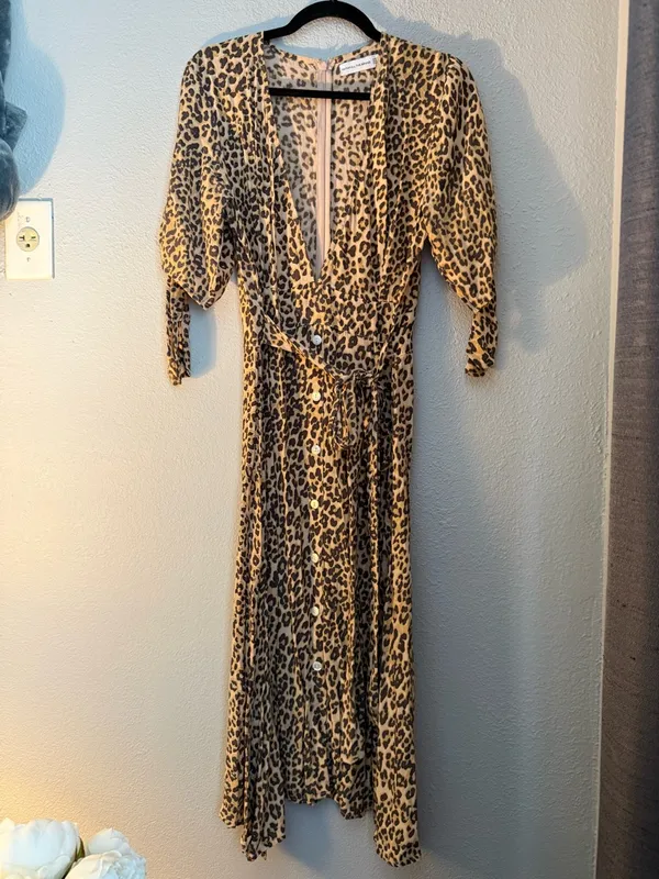Faithfull Anthropologie Leopard Midi Dress - Image 5