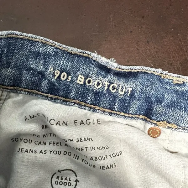 American Eagle 90s Bootcut Denim Blue Jeans Split Hem High Rise Women’s Size 8 R - Image 10