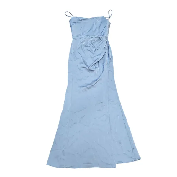 Azazie Leonis Dusty Blue Sheath Strapless Chiffon removeable strap evening gown - Image 11
