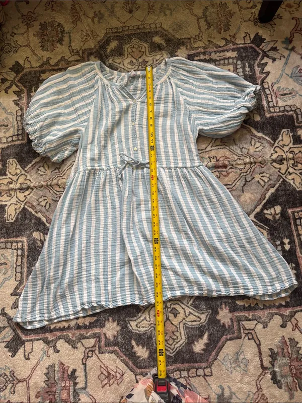 Old Navy Light Blue & White Striped Mini Dress - Image 2