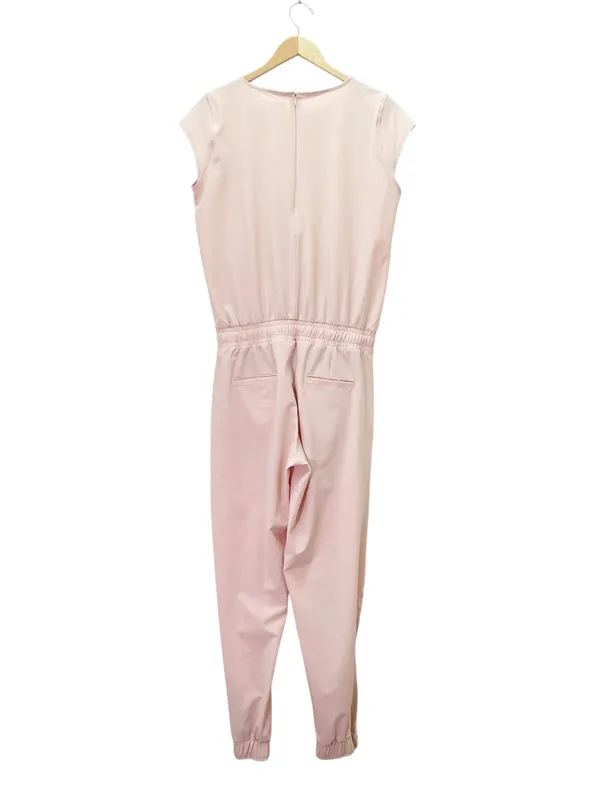 Albion Fit Jetsetter Jumpsuit Sz Medium Blush Pink Cap Sleeve Tapered Athleisure - Image 3