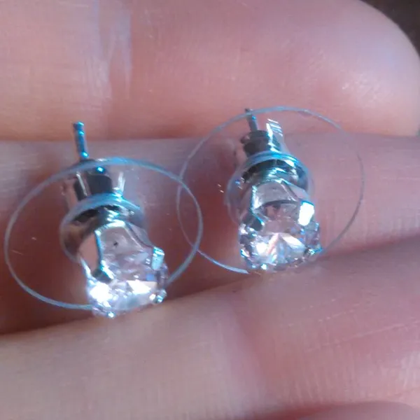 Simulated Pink Diamond Sterling Silver Stud Earrings - Image 7