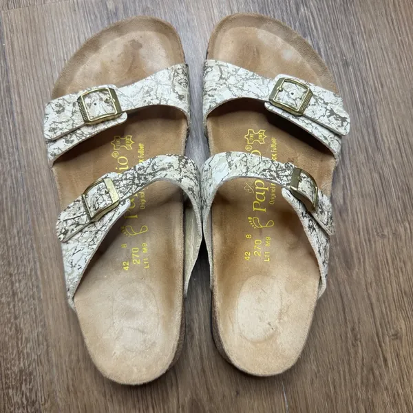 Papillio Women's Sydney Double Strap Sandals Cream Gold Marble Size 42 L11 - Image 8