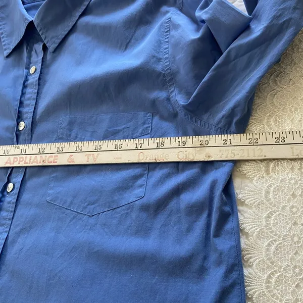 Vintage Ann Taylor Blue Button Down Shirt Size L Classic Chic Quiet Luxury - Image 10