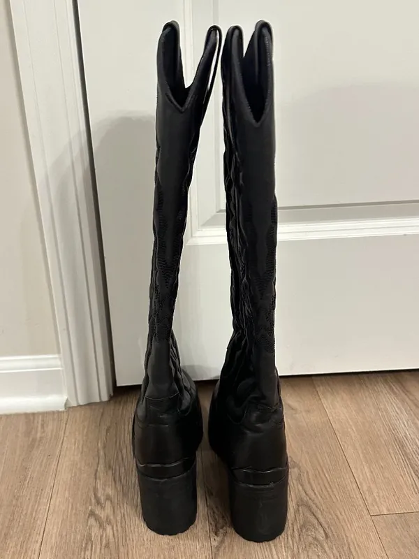 JEFFREY CAMPBELL x Anthropologie Tall Western Heeled Boots in Black Size US 8.5 - Image 5