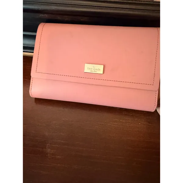 Kate Spade Wallet Women OS Pink Leather‎ Bifold Phone Case Clutch Burgundy - Image 2