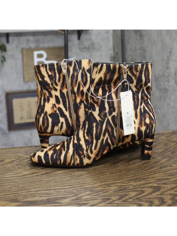 NWT A New Day Block Heel Ankle Boots 94568629 Tiger Print Brown Multi 8.5M - Image 8
