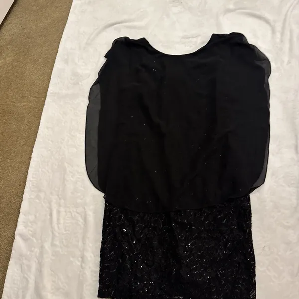 Midnight Velvet Black Sequin Mini Dress Sz 14 - Image 3