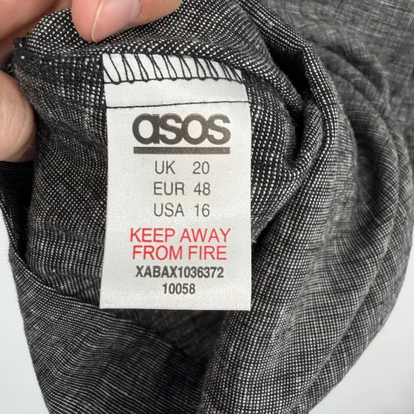 ASOS Womens Grey Linen Blend Short Sleeve Sheath Work Dress USA 16‎ - Image 4