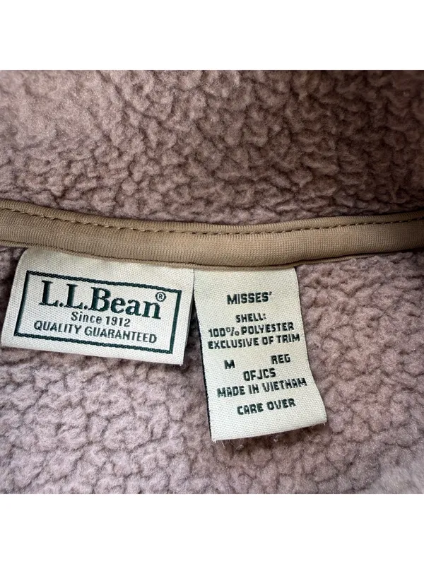 L.L.Bean Women’s Polartec Fleece Coat Tan Button Front Jacket Medium - Image 4