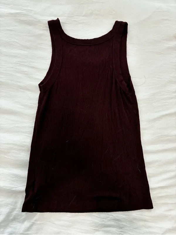 American Eagle Outfitters Ribbed Tank Top - Burgundy - Image 3