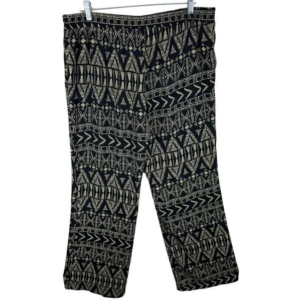 BCX Black‎ Tan Patterned Lightweight Elastic Waist Straight Leg Pants Size XL - Image 2