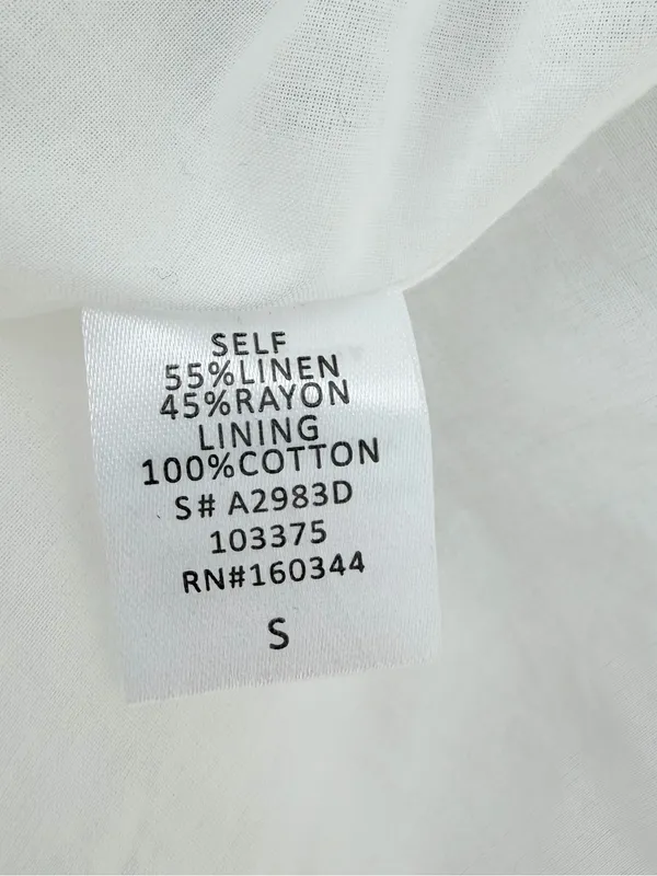 Beige Botany White Linen Blend Halter Mini Dress Size S Open Back - Image 6