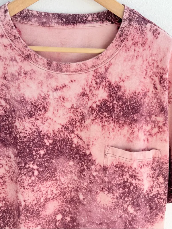 Custom Bleached Pocket Tee Pink Size XXL - Image 3