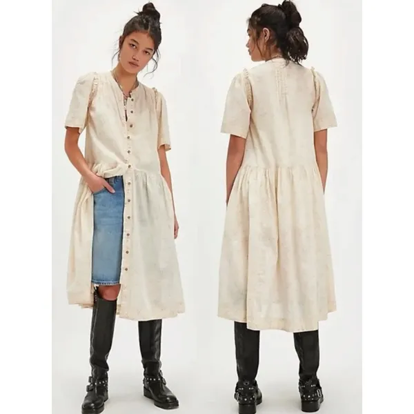 Free People Dainty Ethereal Cottage Bella Mae Midi Dress Vanilla Floral Small - Image 3