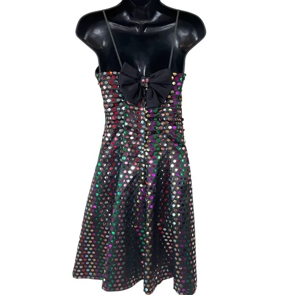Vintage 80s Nadine Rainbow Swiftie Disco Ball Sequin Strapless Mini Dress - Image 16