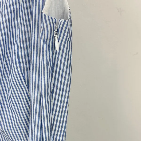 J.Crew Striped Sleeveless Belted Tiered Dress White Banker Blue Retro US 6 NWT - Image 9