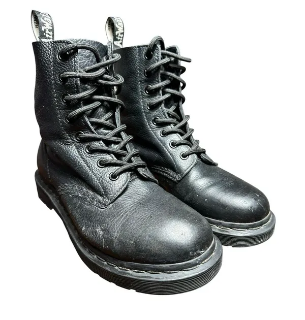 Dr. Martens Black Mono Lace Up Boots Sz 7 Virginia Leather 24479 Women's #S111-3 - Image 10