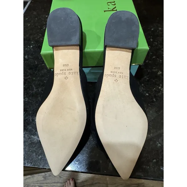Kate Spade New York BLACK Suede Women's Fayrn‎ Point Toe Mules Size 6.5 - Image 7