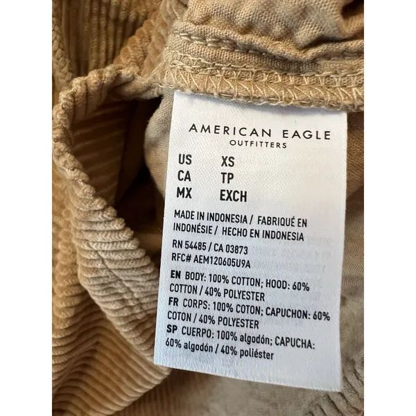 AE American Eagle Hooded Cropped Corduroy Button-Up Shirt Womens Size XS‎ - Image 8