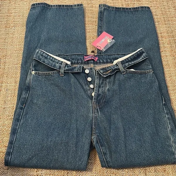 NEW Edikted Raquel Folded Jeans Size Medium Distressed NWT - Image 2
