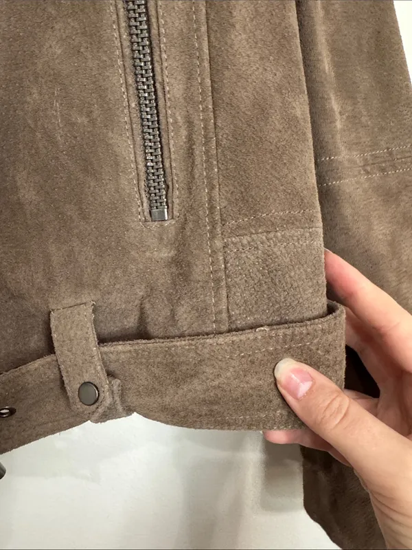 Blank NYC Brown Genuine Suede Moto Biker Jacket size M - Image 8