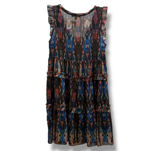 Anthropologie Lili's Closet Sibylline Ikat Tiered Ruffle Dress Womens Small Boho - Image 8