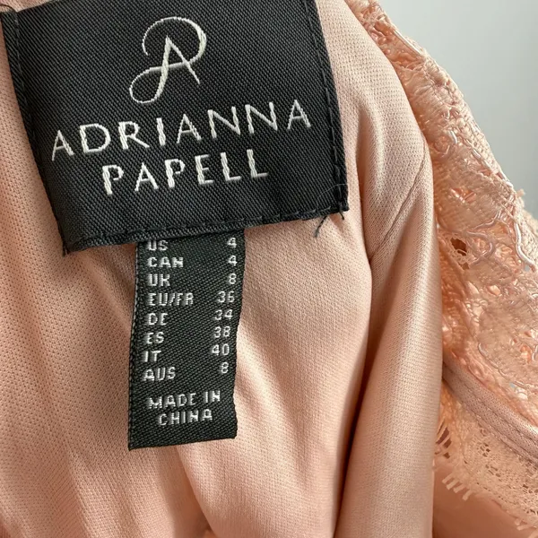 Adrianna Papell Dress Women’s Size 4 NWT Lace Maxi Gown Pink Wedding Bridesmaid - Image 4
