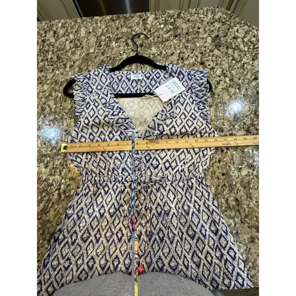 Mer St Barth Giselle Women's Maxi‎ Dress Navy Ikat Sundress Size Small Tassels - Image 10