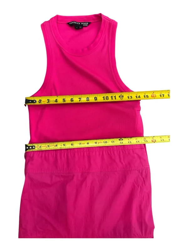 Veronica Beard AUSTYN Lg DkPink Tiered Pima Cotton Sleeveless Midi Dtess Sz S - Image 14