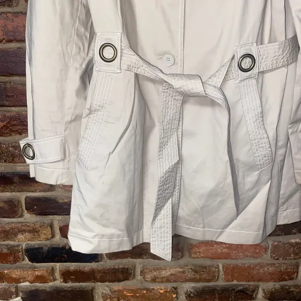 Via Spiga Vintage Beige Khaki Cotton Belted Trench Coat Jacket Women's Large - Image 3