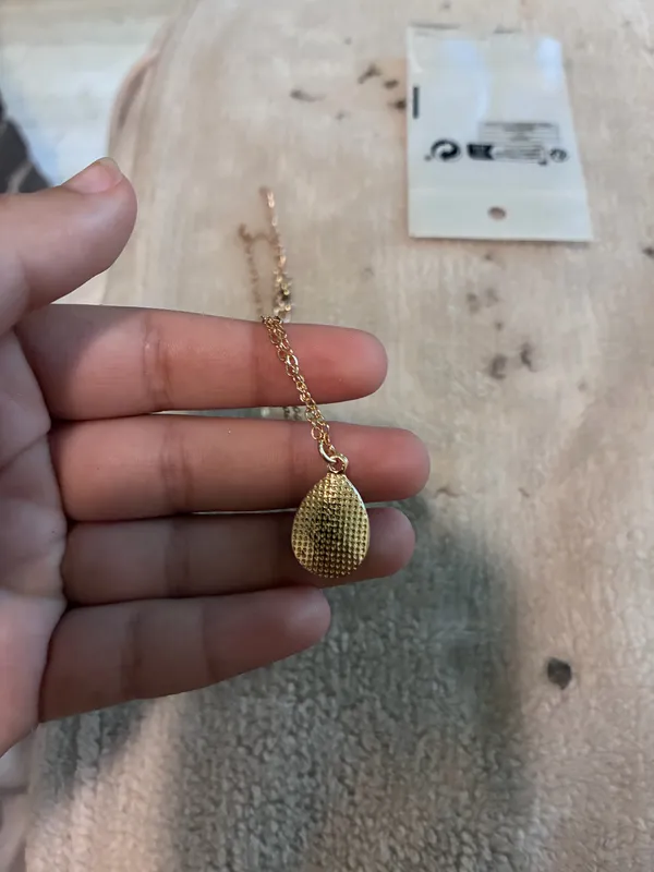 Blue Teardrop Druzy Pendant Gold Chain Necklace - Image 5