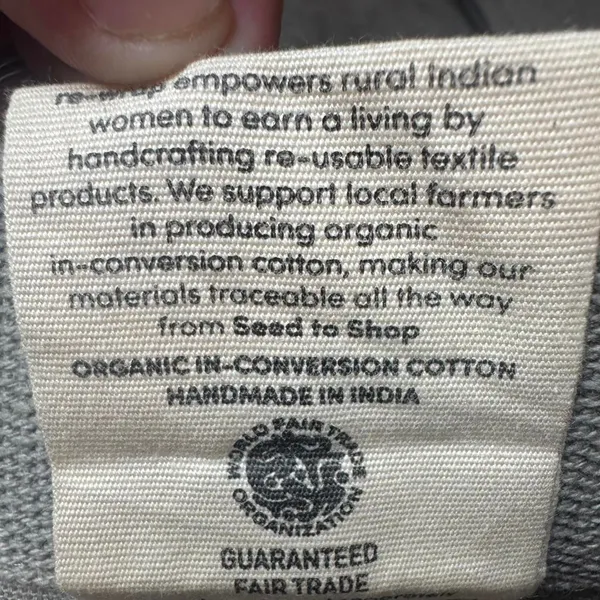 Source Unknown Barnes & Noble Organic Cotton Tote Bag NWT Book Tote Re-Use Fair Trade Gray - Image 4