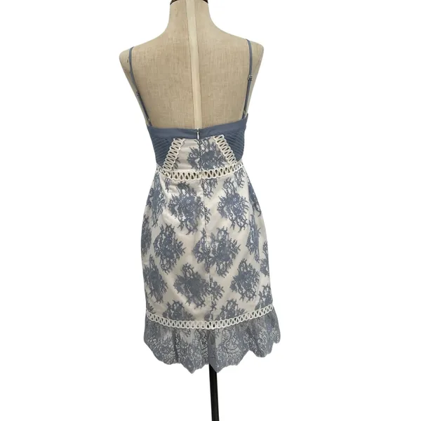 NBD Timantha Lace Bustier Mini Dress‎ Crochet Trim White Blue Size Small - Image 9