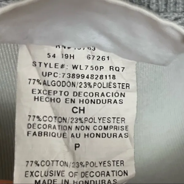 Champion Reverse Weave Gray AOP Spell Out Crewneck Sweatshirt S - Image 6