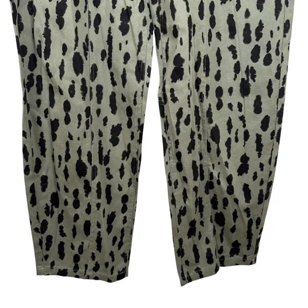NWT Scoop Seamed Denim Barrel Jeans Wide Leg High Rise Leopard Print Olive SZ 6 - Image 7