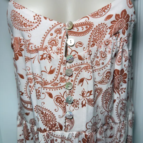 ASOS Design Size 2‎ Brown Cream Sleeveless Boho Western Cottagecore Maxi Dress - Image 7