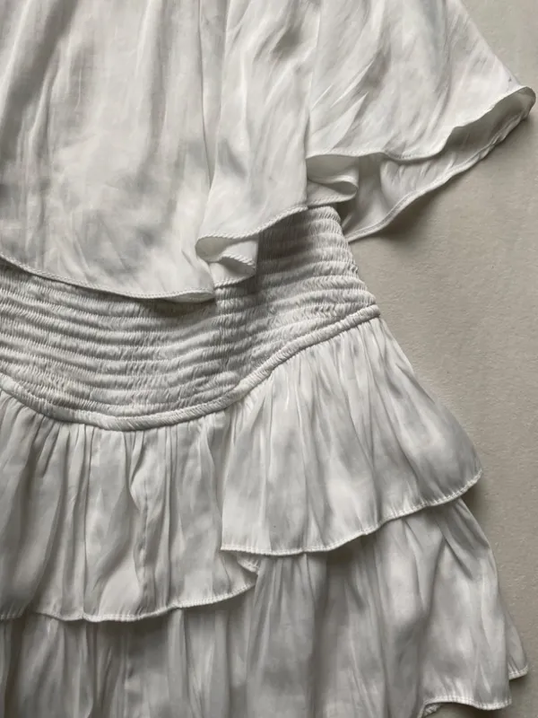 White ruffle preppy mini dress - Image 3