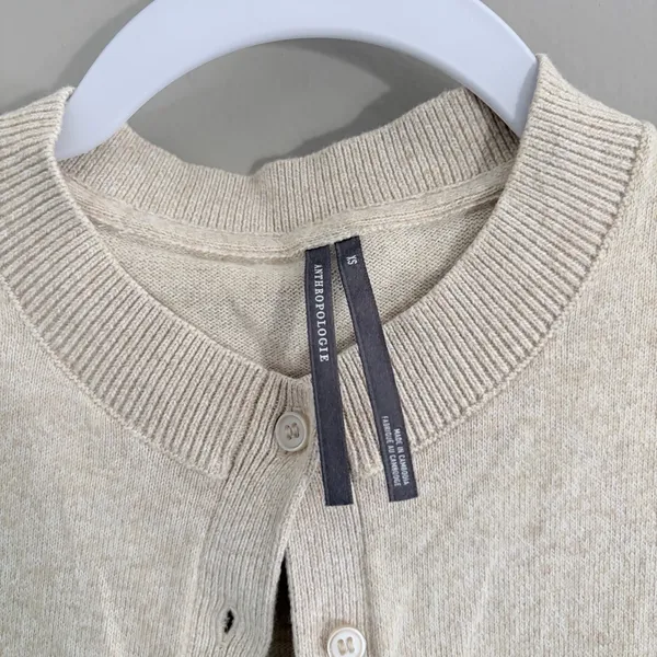 Anthropologie Beige Knit Cardigan Size XS - Image 4