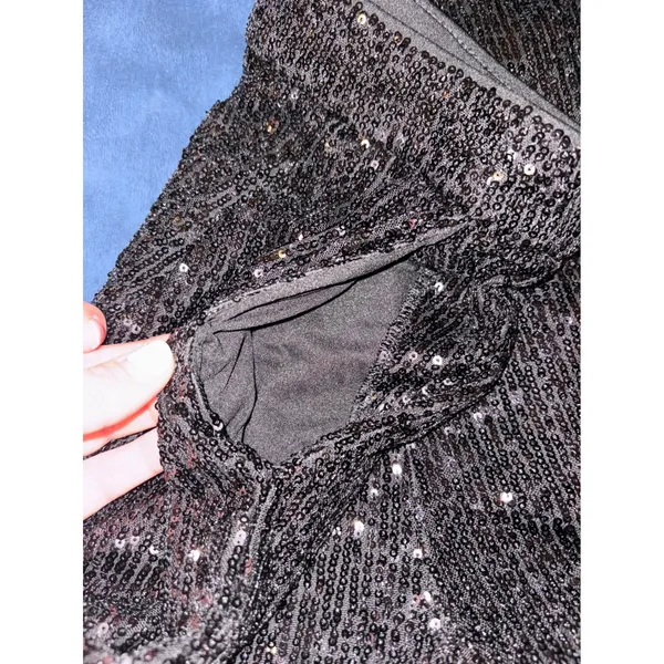 Express Womens Black Sequin High Waisted Shorts Party Holiday Festival Size M - Image 5