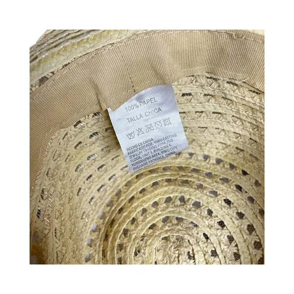 STRAW BIG RIM HAT W/ BEADS Beige‎ Tan Summer Beach Boho - Image 4
