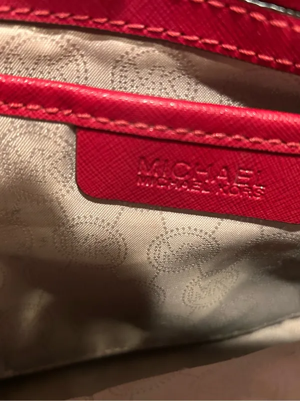Michael Michael Kors Red and Black Two-Tone Saffiano Satchel with Gold Hardware - Image 9