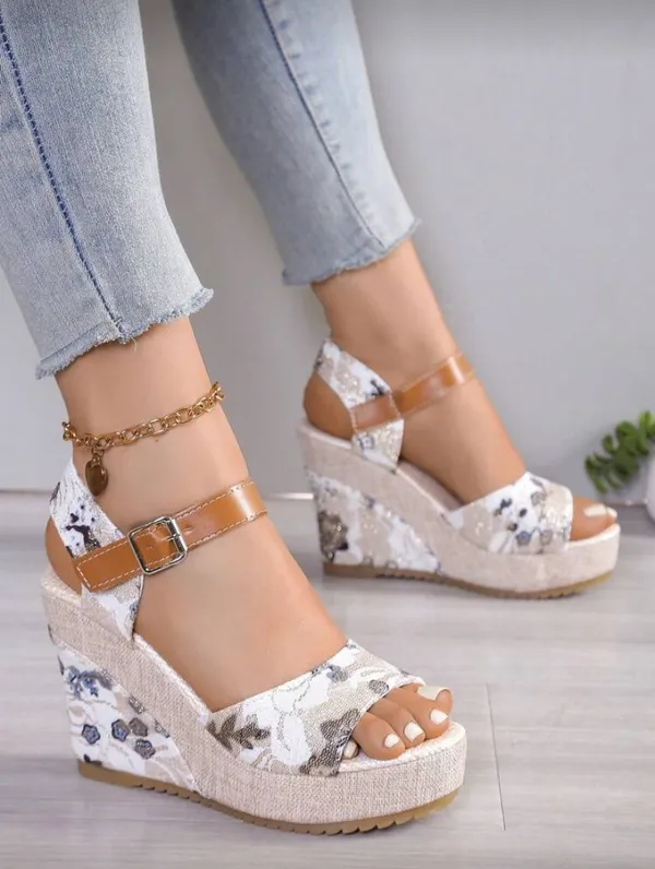 SheIn Gold and blue wedge heels - Image 2