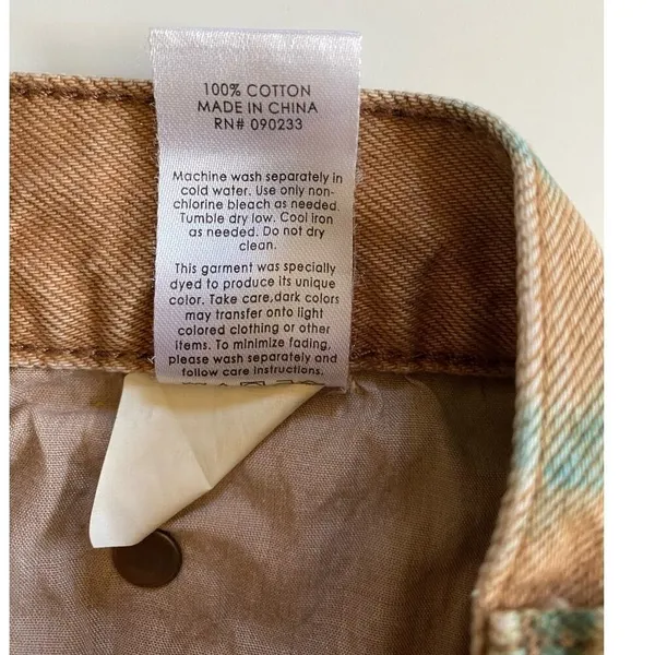 PacSun‎ High Rise Bootcut Jeans Tan Brown Teal Tie Dye Button Fly Womens 27 - Image 8