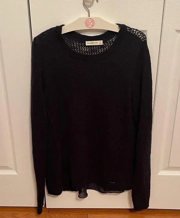 Abercrombie and Fitch Navy Sheer Back Sweater - Image 2